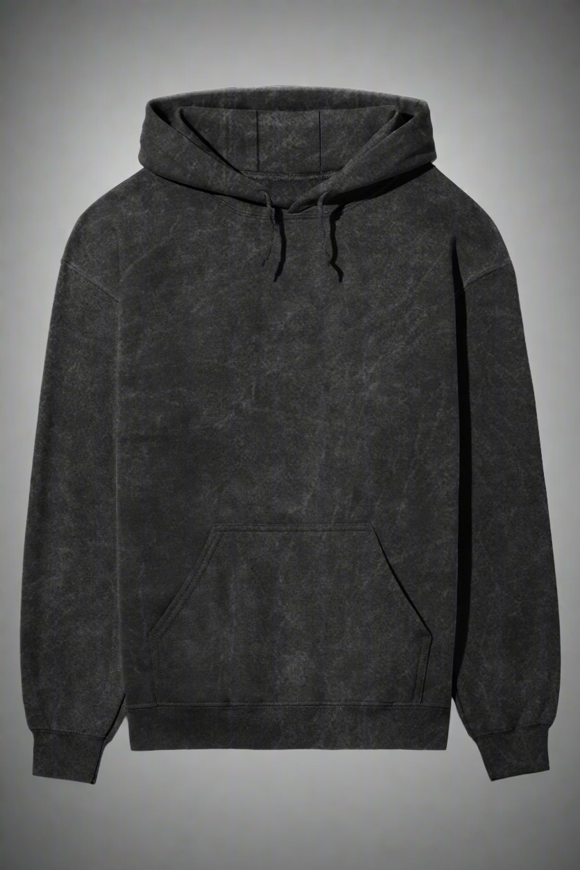 acid washed hooded sweatshirt black