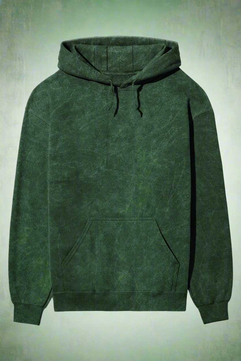 Acid washed hooded sweatshirt bottle green