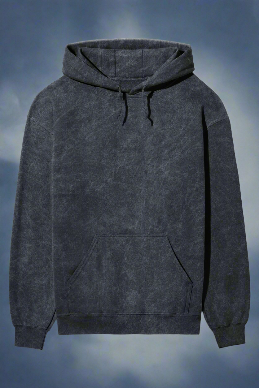 acid washed hooded sweatshirt navy blue